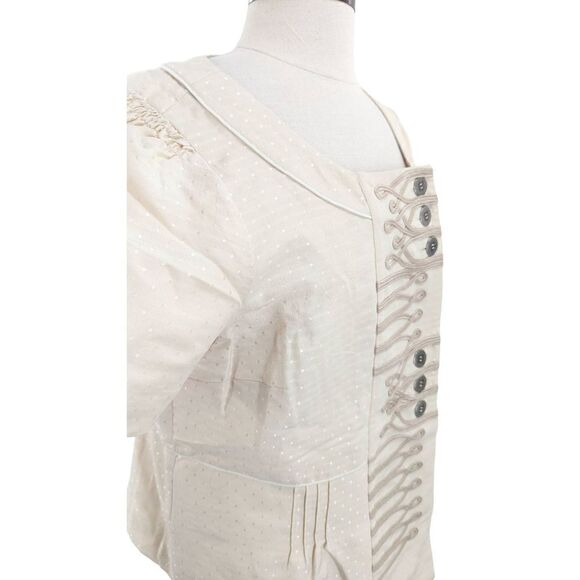 Floreat Women Cream Pleated Crew Neck Placket Jacket Size 12 - Picture 4 of 14